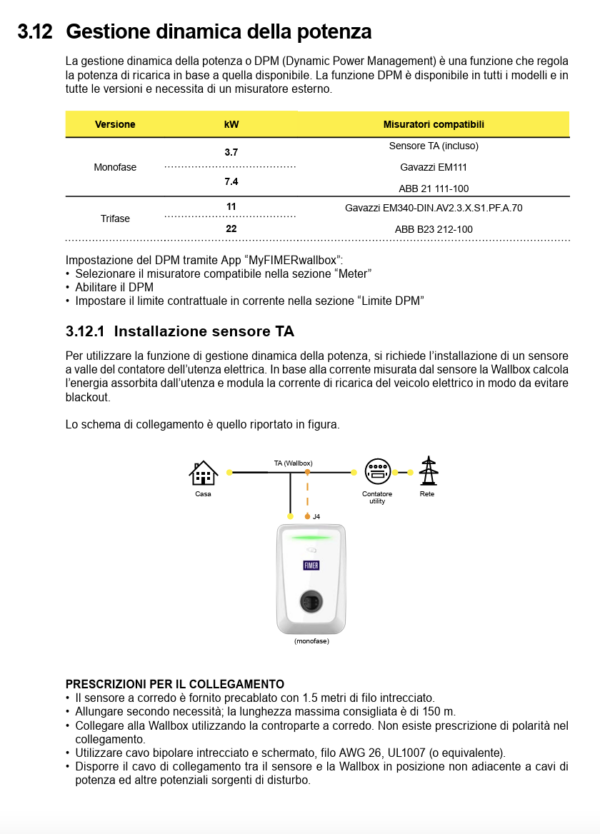 Wallbox Fimer 7,4kW con Cavo Type 2 - immagine 2