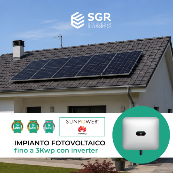 3 KwpSunpower Fotovoltaico 3KW + inverter